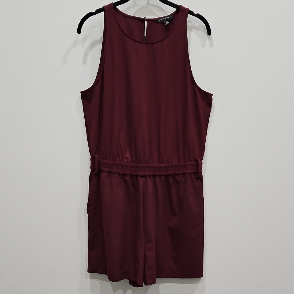 Banana Republic Burgundy Sleeveless Jumpsuit with V-Neck